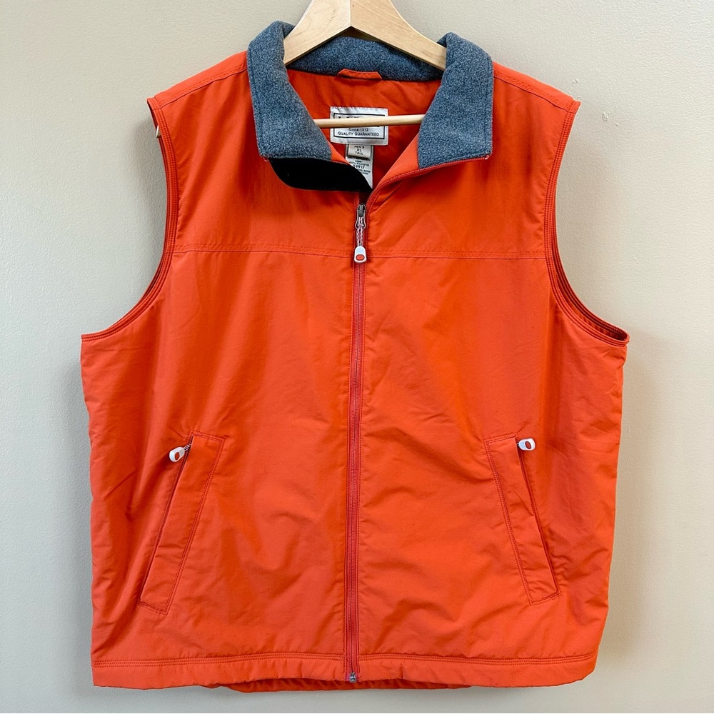 L.L. Bean Orange Lined Full Zip Vest Men’s Size XL Tall